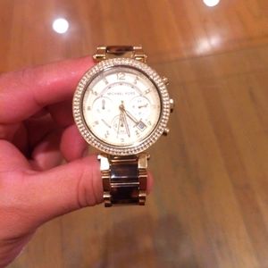 Michael Kors Women's Parker Chronograph Gold-Tone Stainless Steel Watch